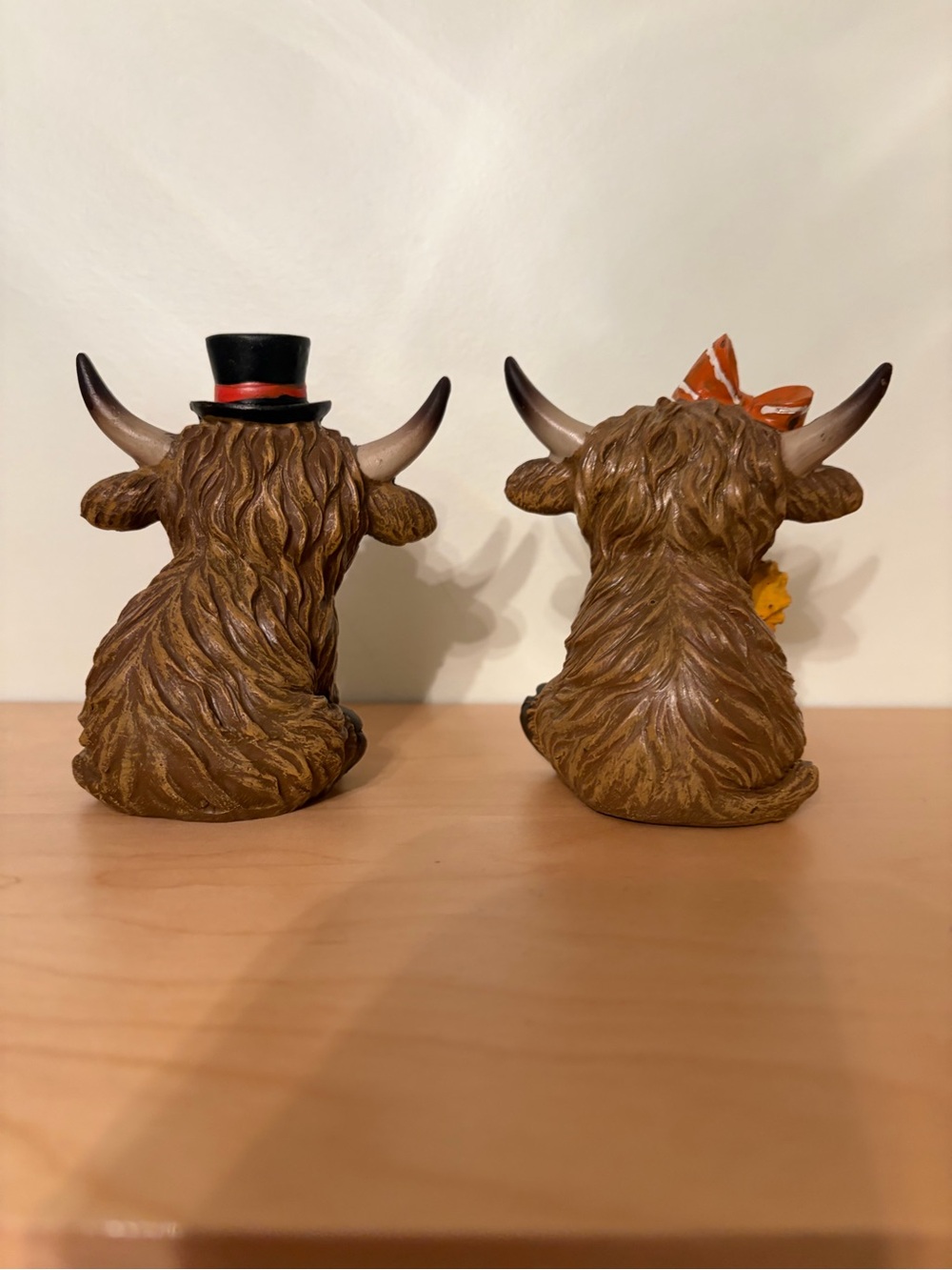 Hobby Lobby Highland Cow Autumn Cow Figurine Pair - Brown Seasonal Home Accent - Picture 3 of 4